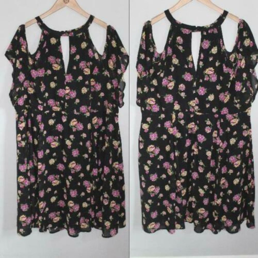 Torrid Floral Chiffon Cold Shoulder Dress H10671 - Picture 11 of 12